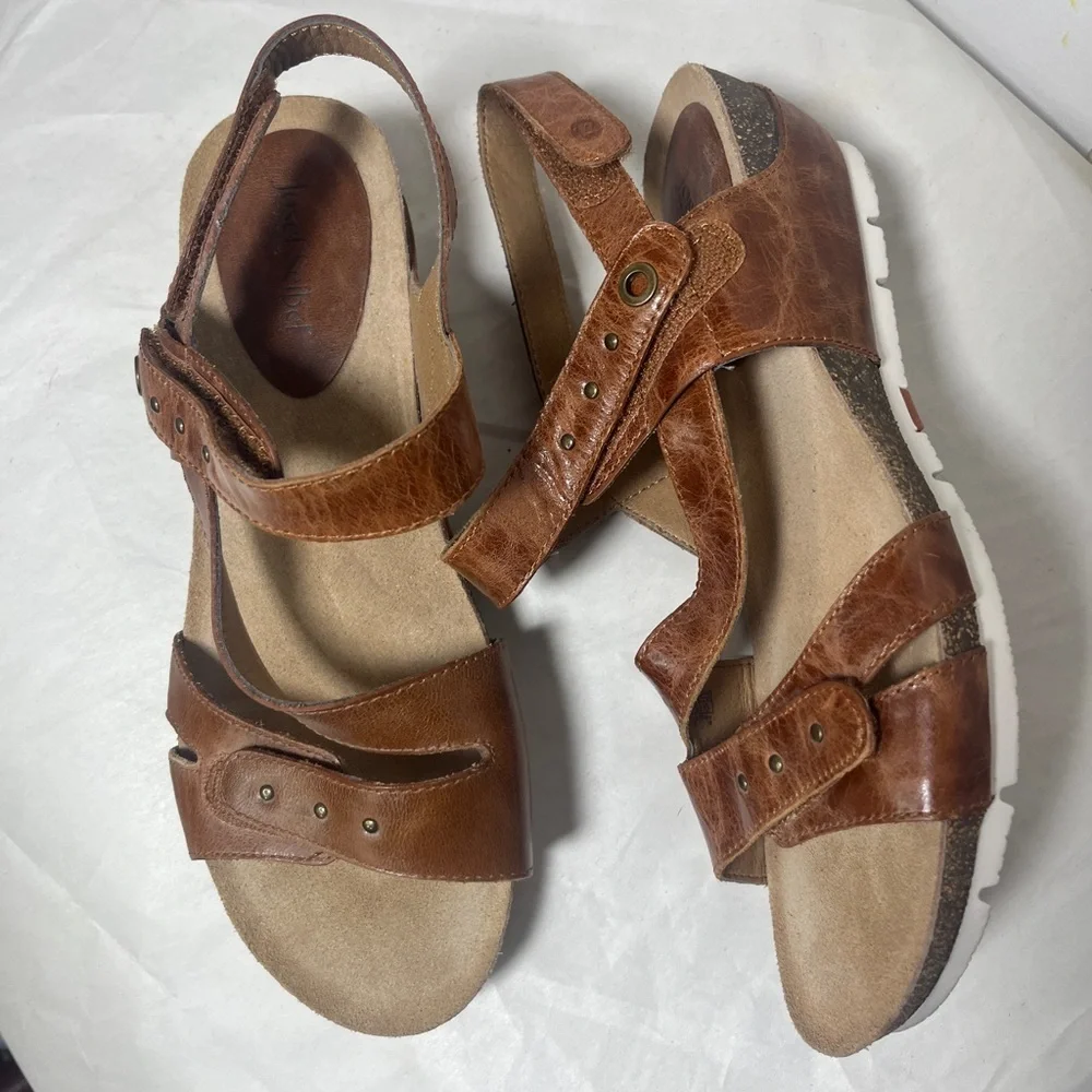Josef Seibel Hailey 33 Women Sandals Craftsman Marbled Leather Adjustable Sz 7
